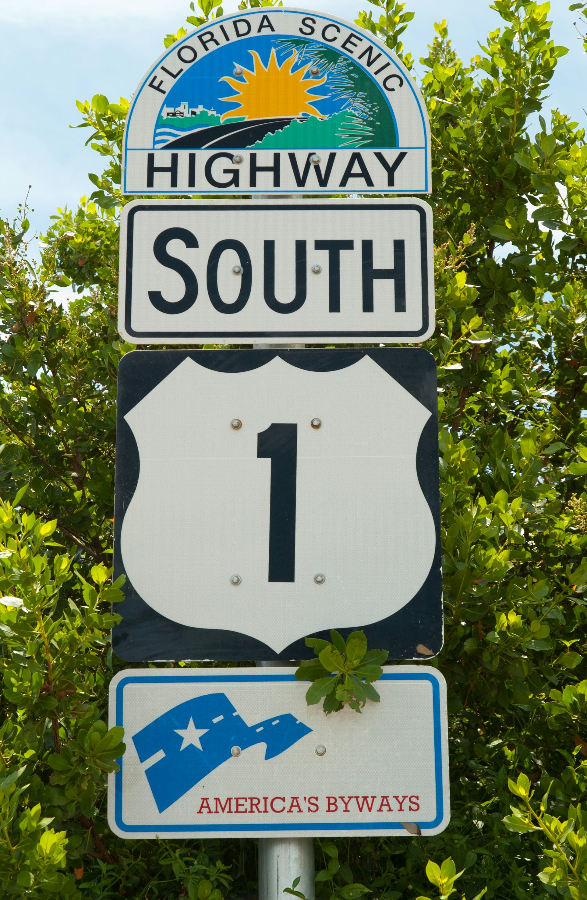 Road sign of Highway 1 in Florida